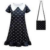 The Addams Family Mädchen Mittwoch schwarz Polka Dot Kleid Halloween Karneval Outfits